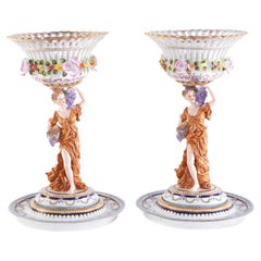 Pair Gilt Gold / Glazed Porcelain Decorative Pieces