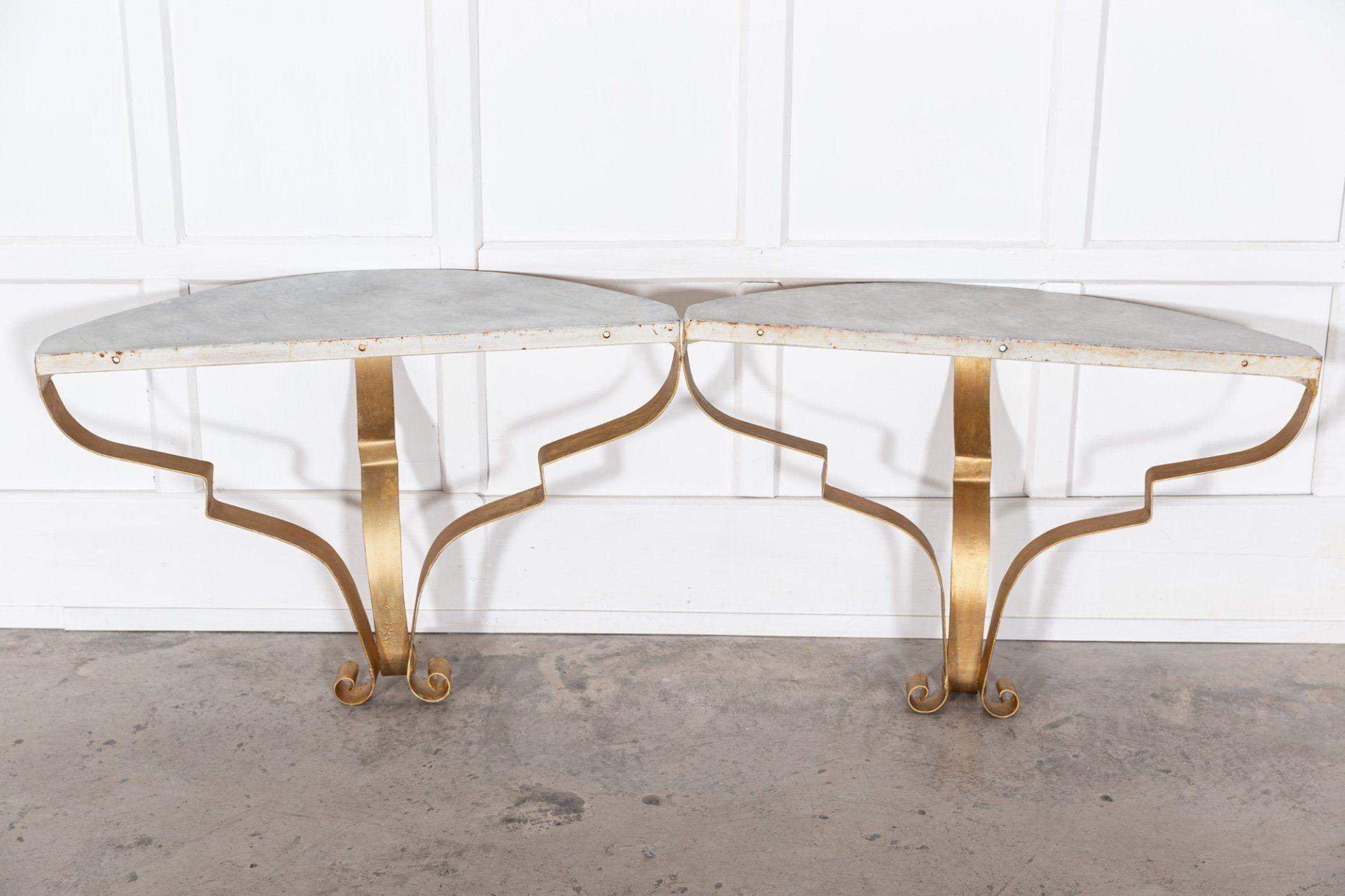 Pair Gilt Iron Console Tables For Sale 6