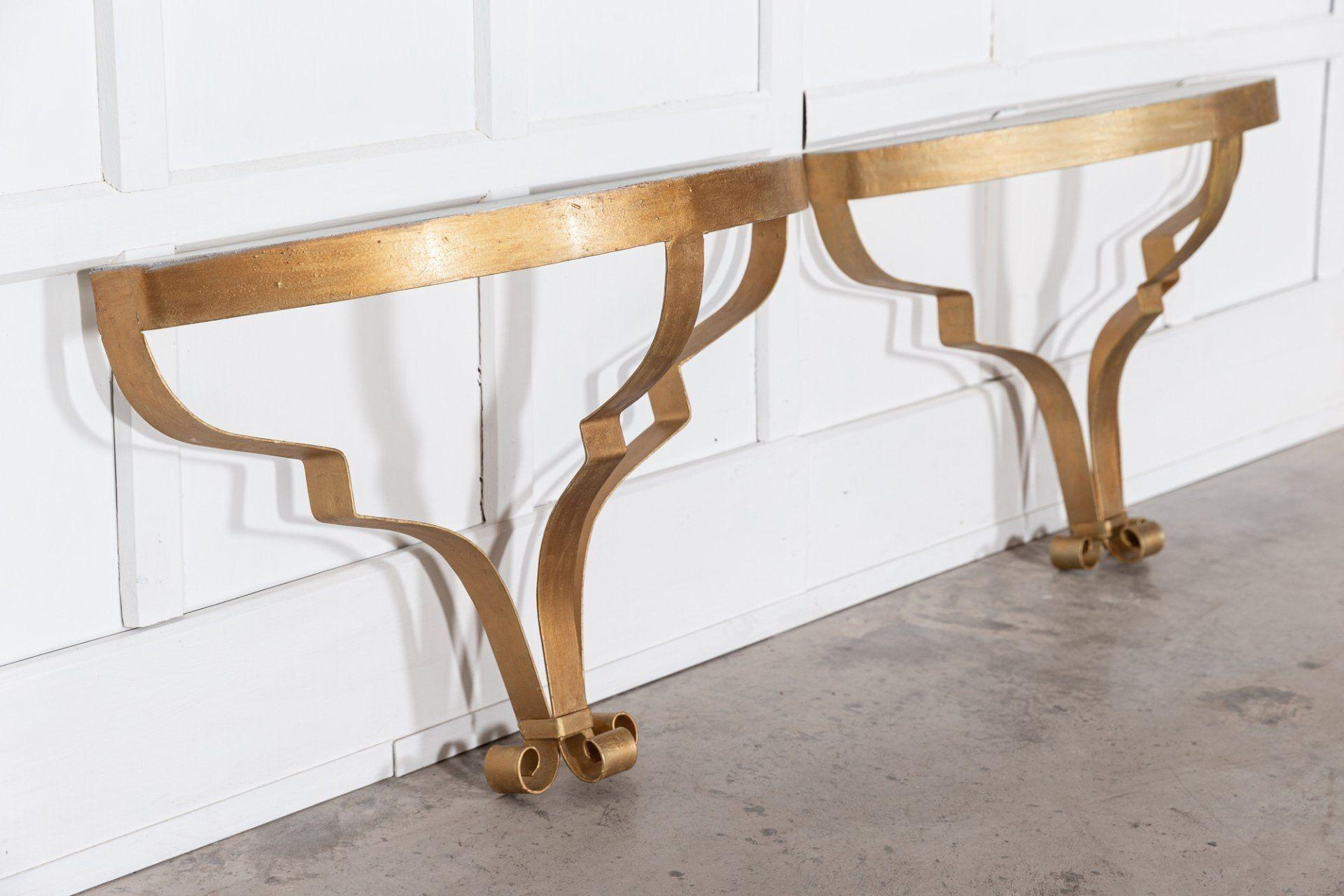 Pair Gilt Iron Console Tables For Sale 2
