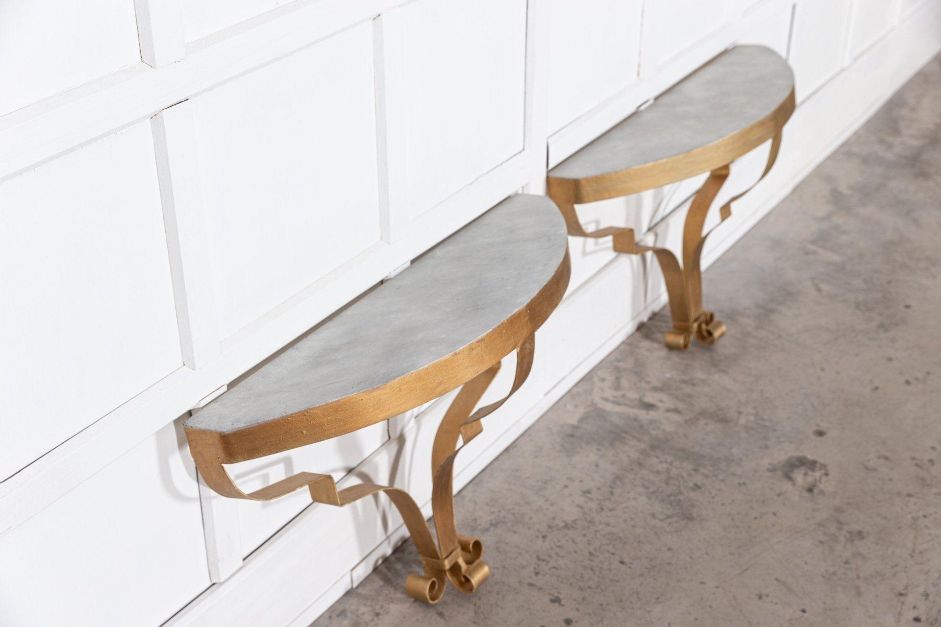 Pair Gilt Iron Console Tables For Sale 4