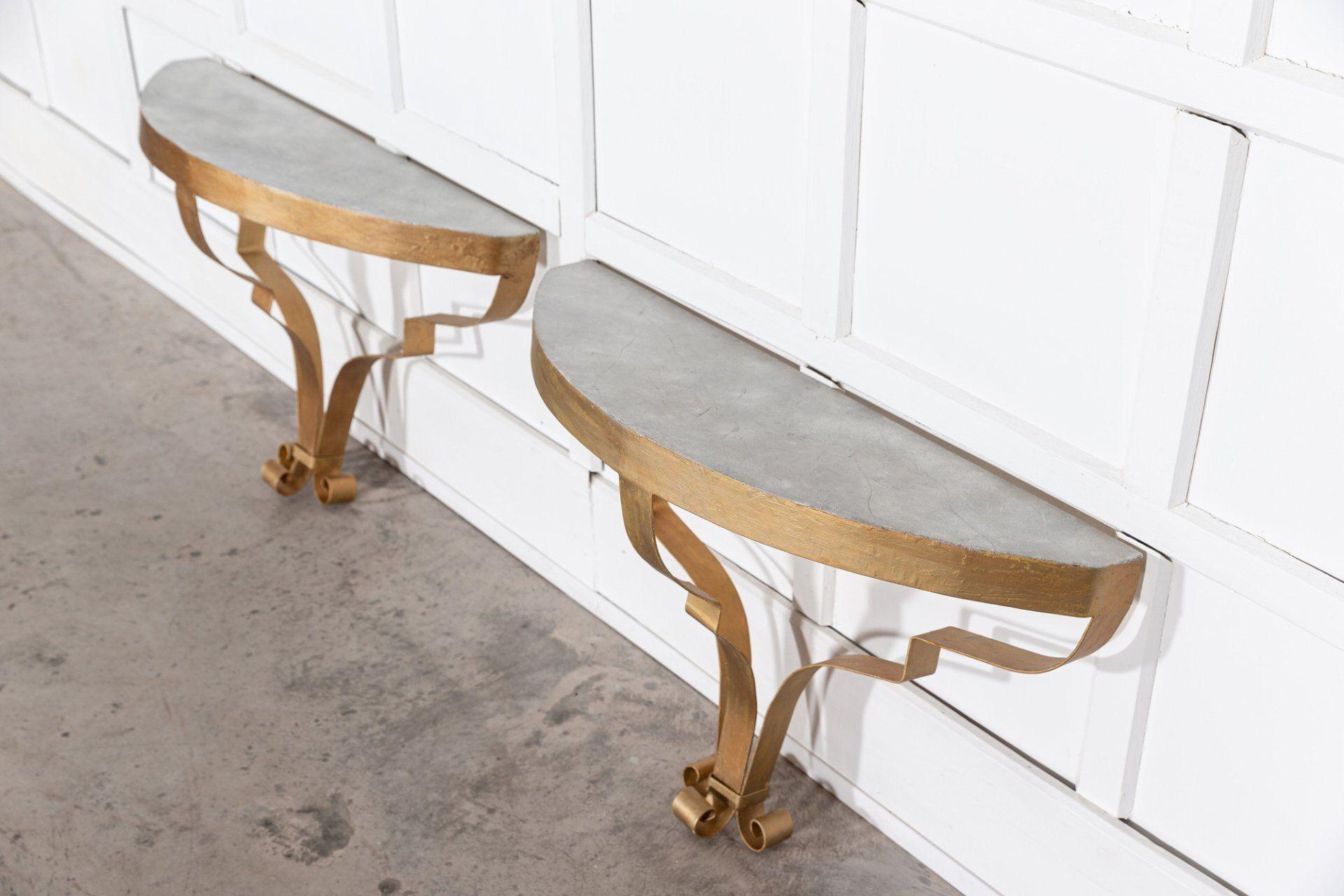 Pair Gilt Iron Console Tables For Sale 5