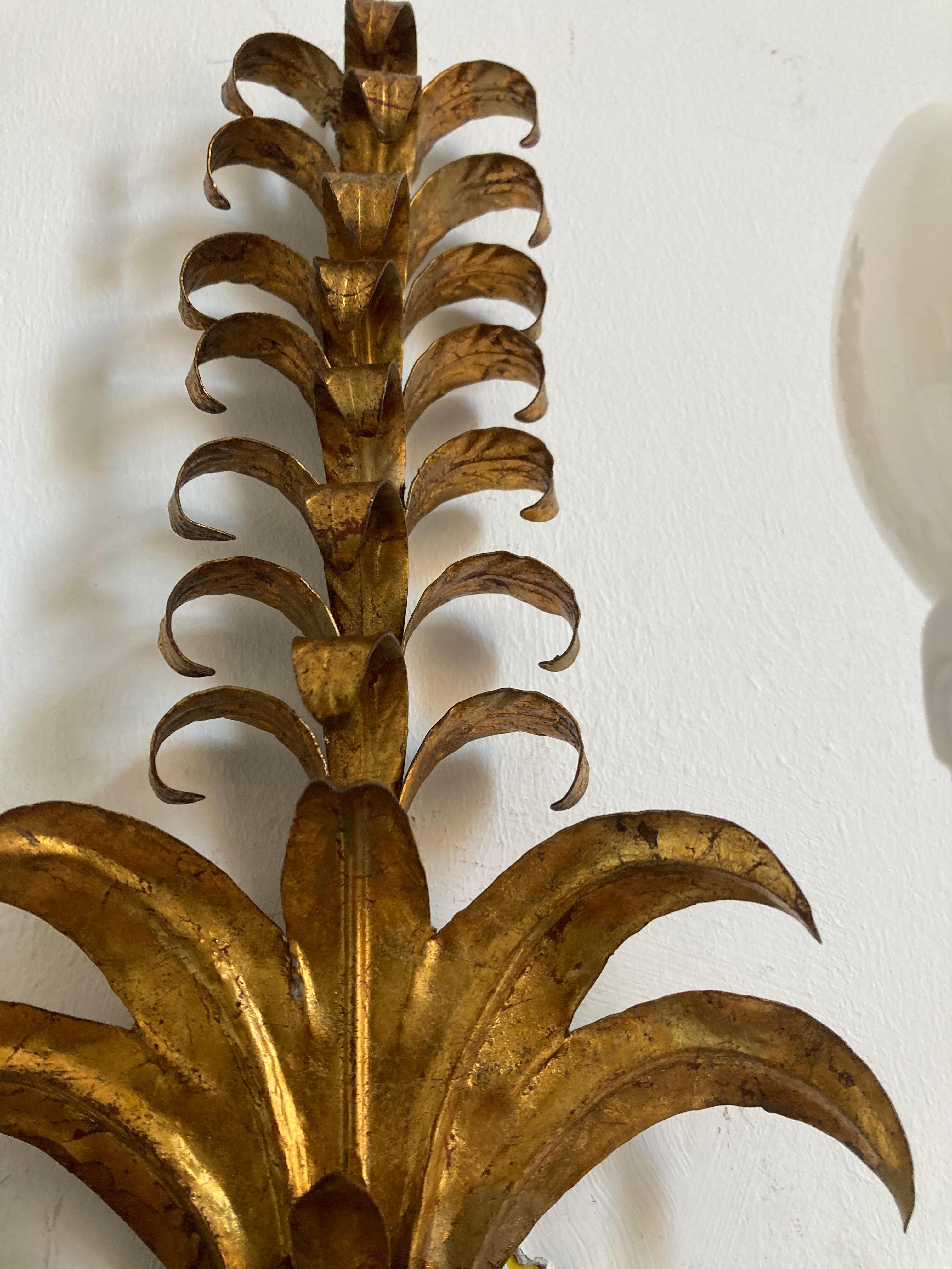 PAIR Gilt Iron Sconces In Good Condition For Sale In Jersey City, NJ