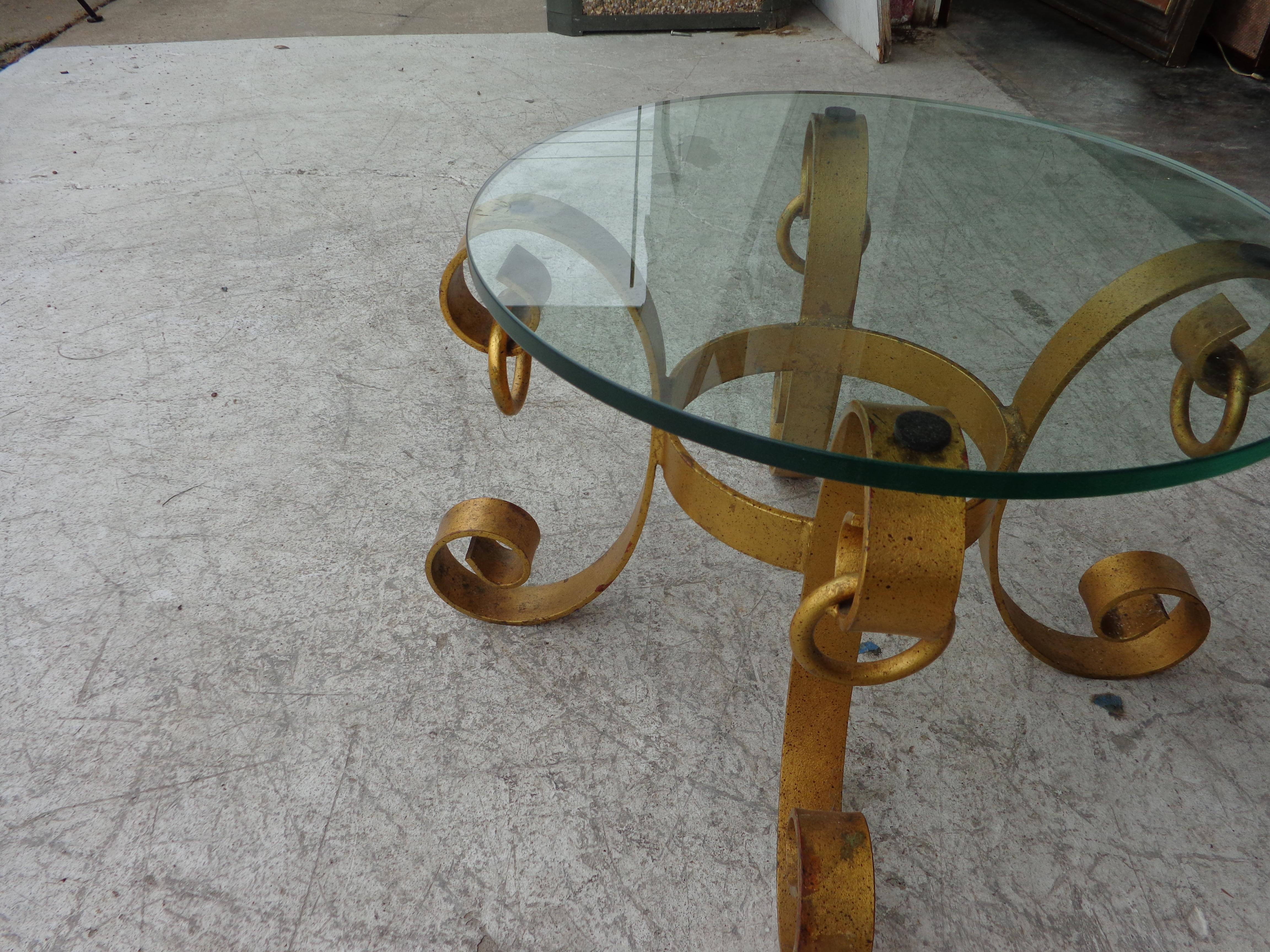 North American Pair of Gilt Italian Wrought Iron Side Tables For Sale