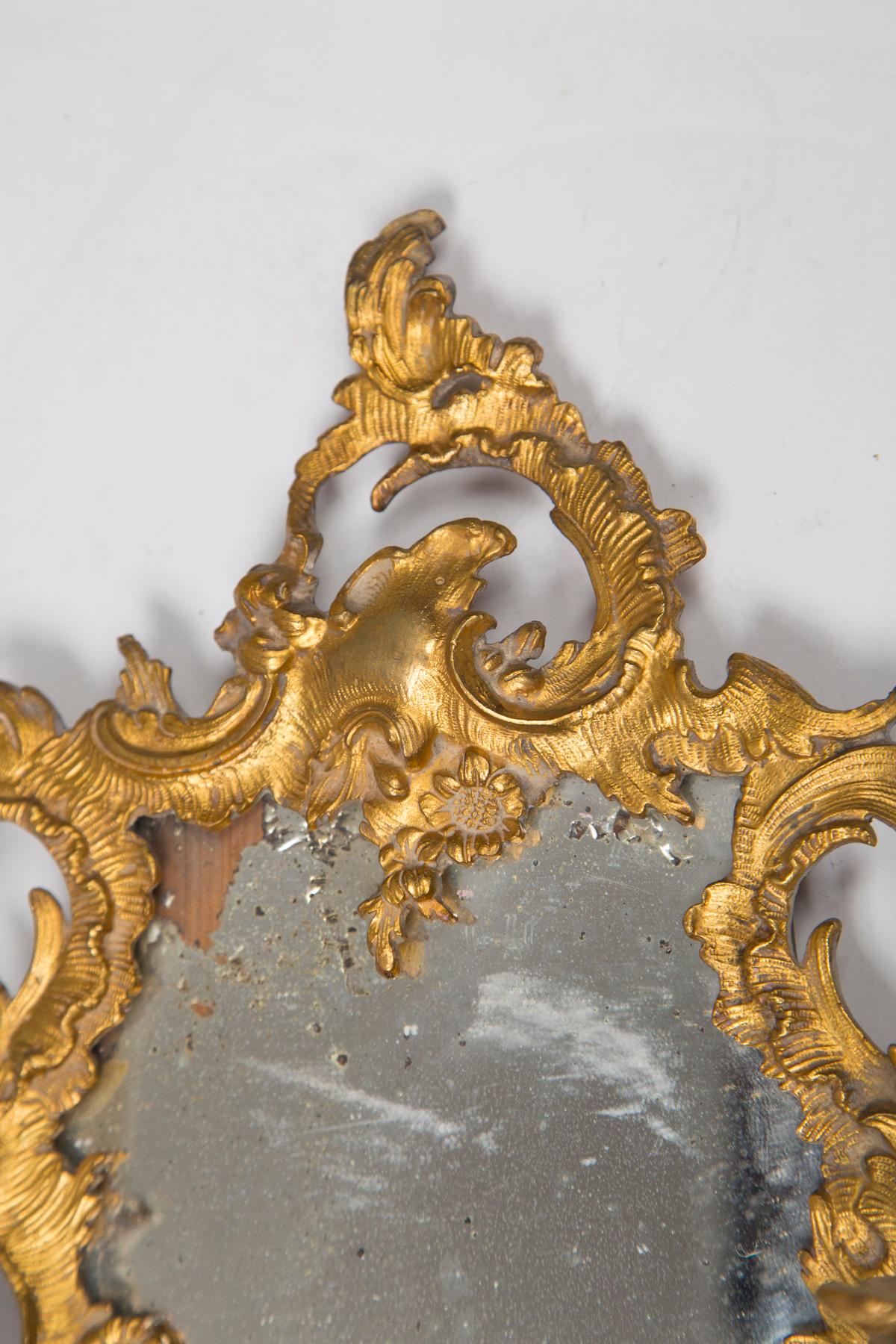Rococo Pair of Gilt Medal Mirror/Sconces For Sale