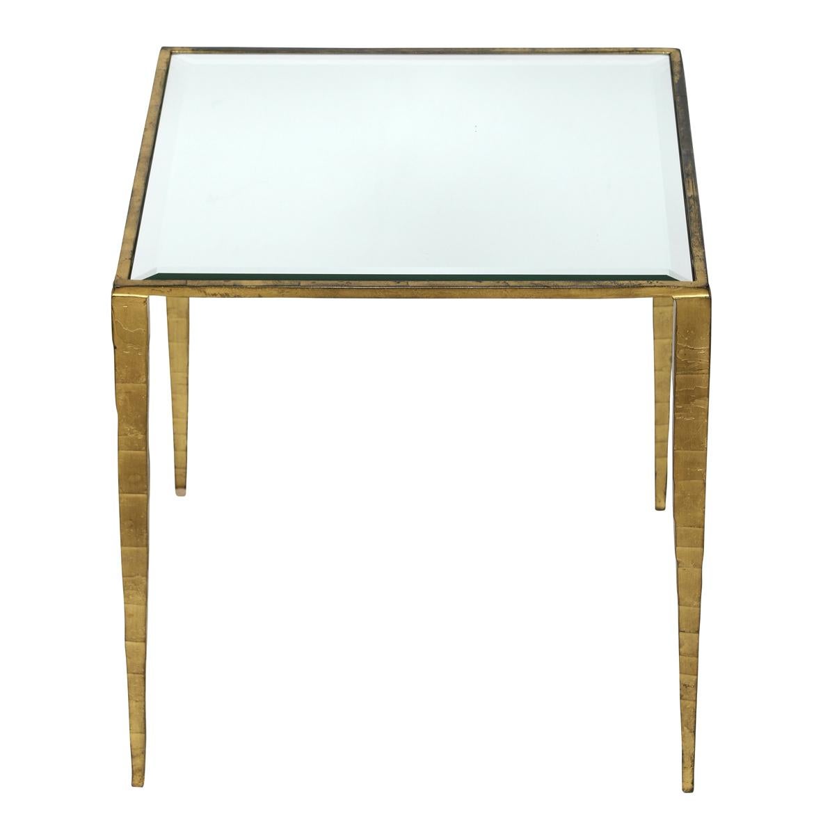 Pair of Gilt Metal Side Tables with Mirror Tops In Good Condition In Locust Valley, NY