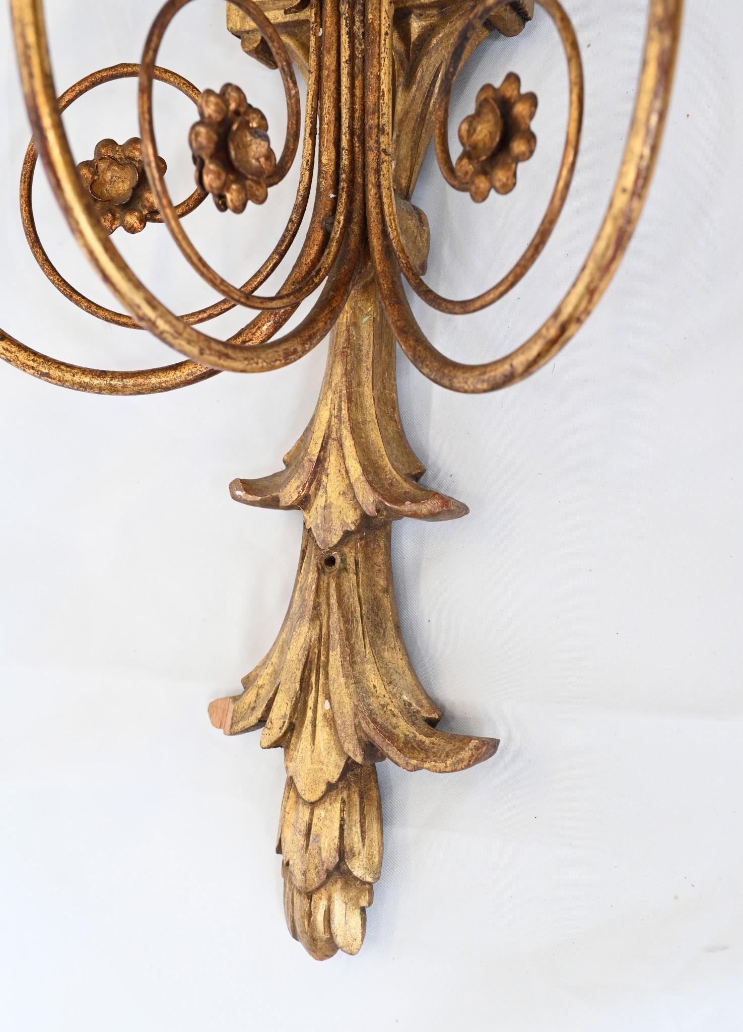 Pair Gilt Neo Classical Mirror Girandoles Eagle For Sale 5