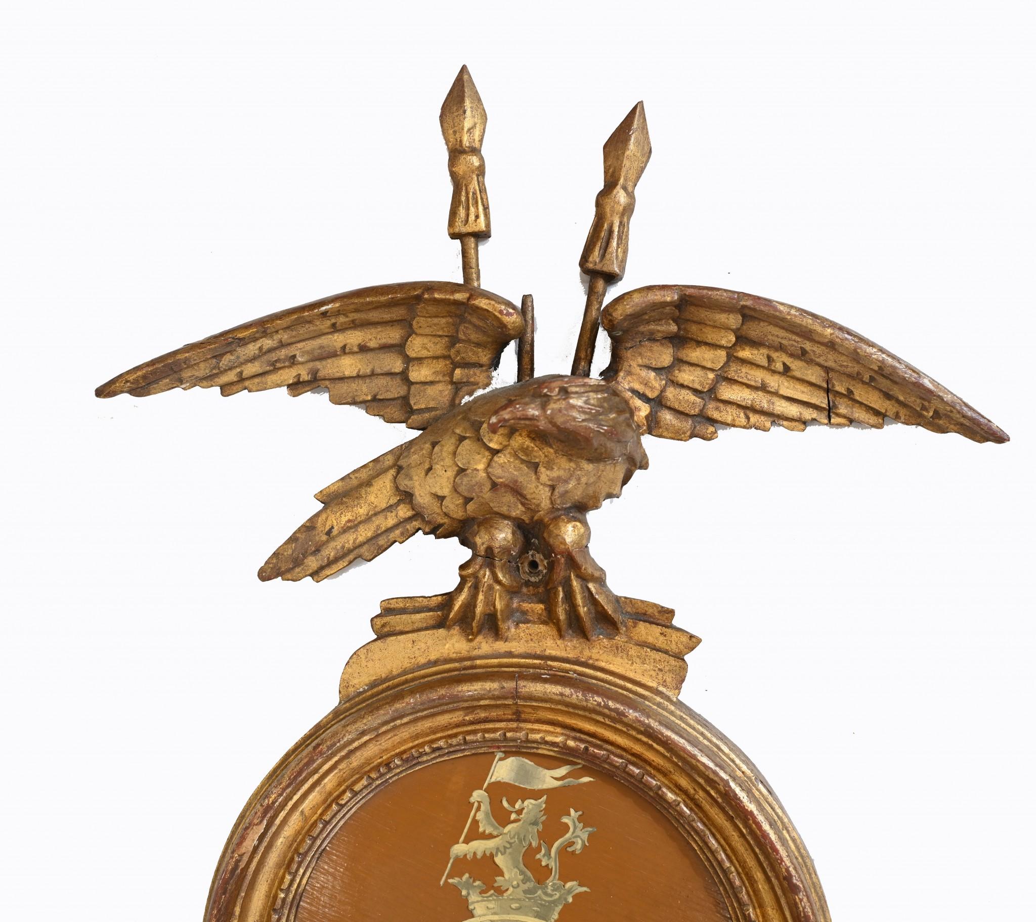 Pair Gilt Neo Classical Mirror Girandoles Eagle For Sale 7