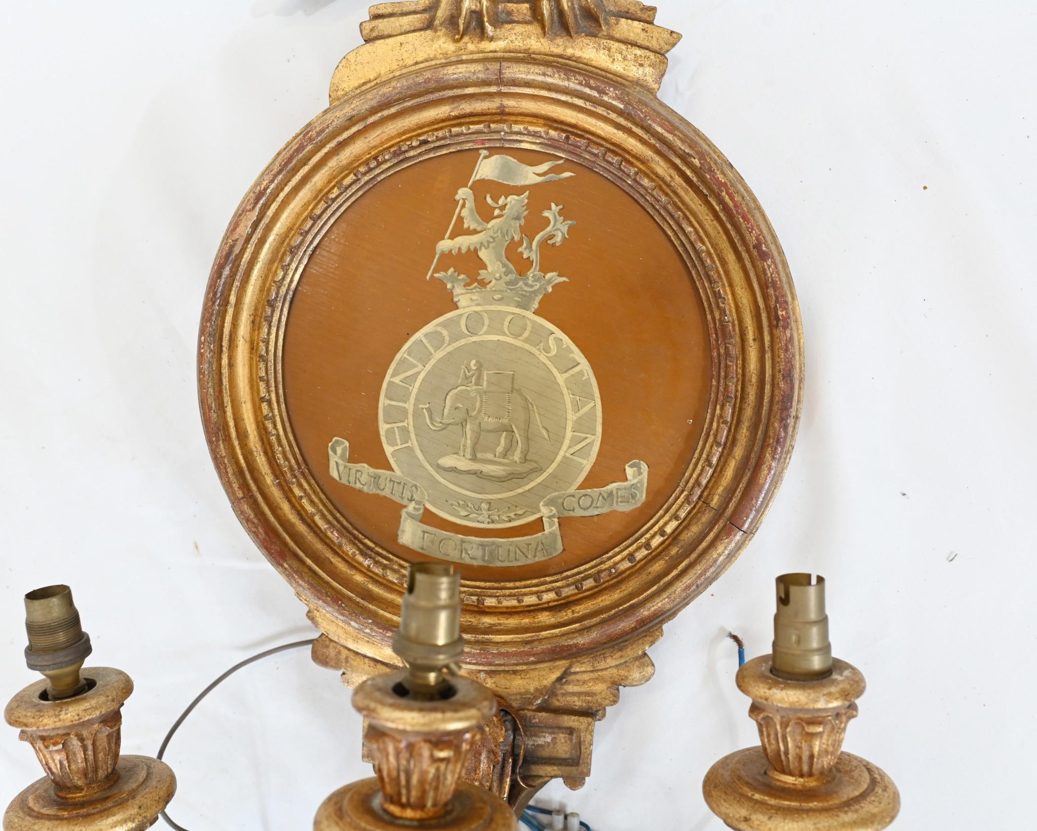 Pair Gilt Neo Classical Mirror Girandoles Eagle For Sale 2