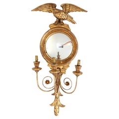 Pair Gilt Neo Classical Mirror Girandoles Eagle