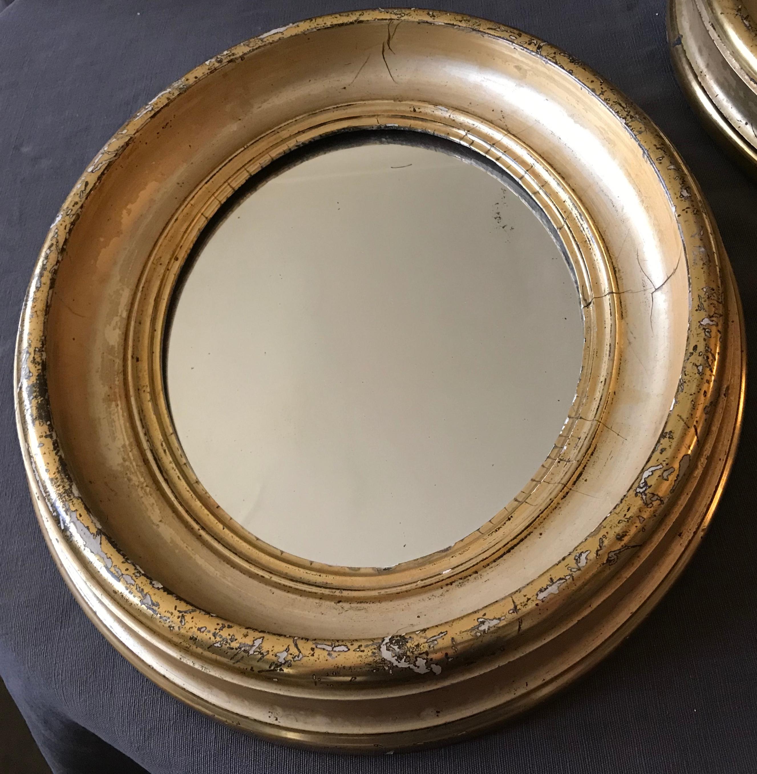 American Classical Pair of Gilt Oval Mirrors