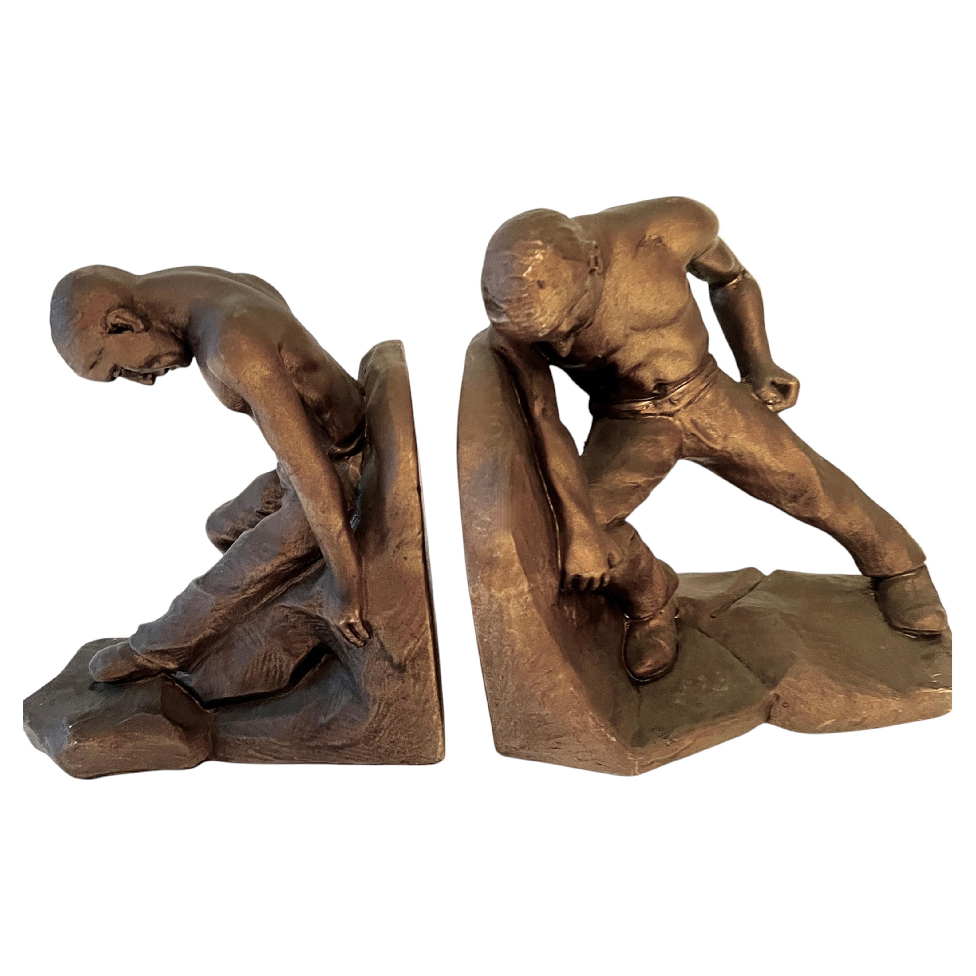 Pair Gilt Plaster Bookends Attributed to Eduard Antheunis (1876 -1943 ) Germany