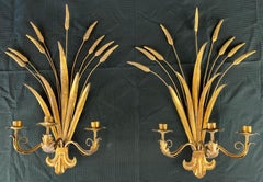 Pair of Gilt Toleware Wheat Sheaf Wall Sconce