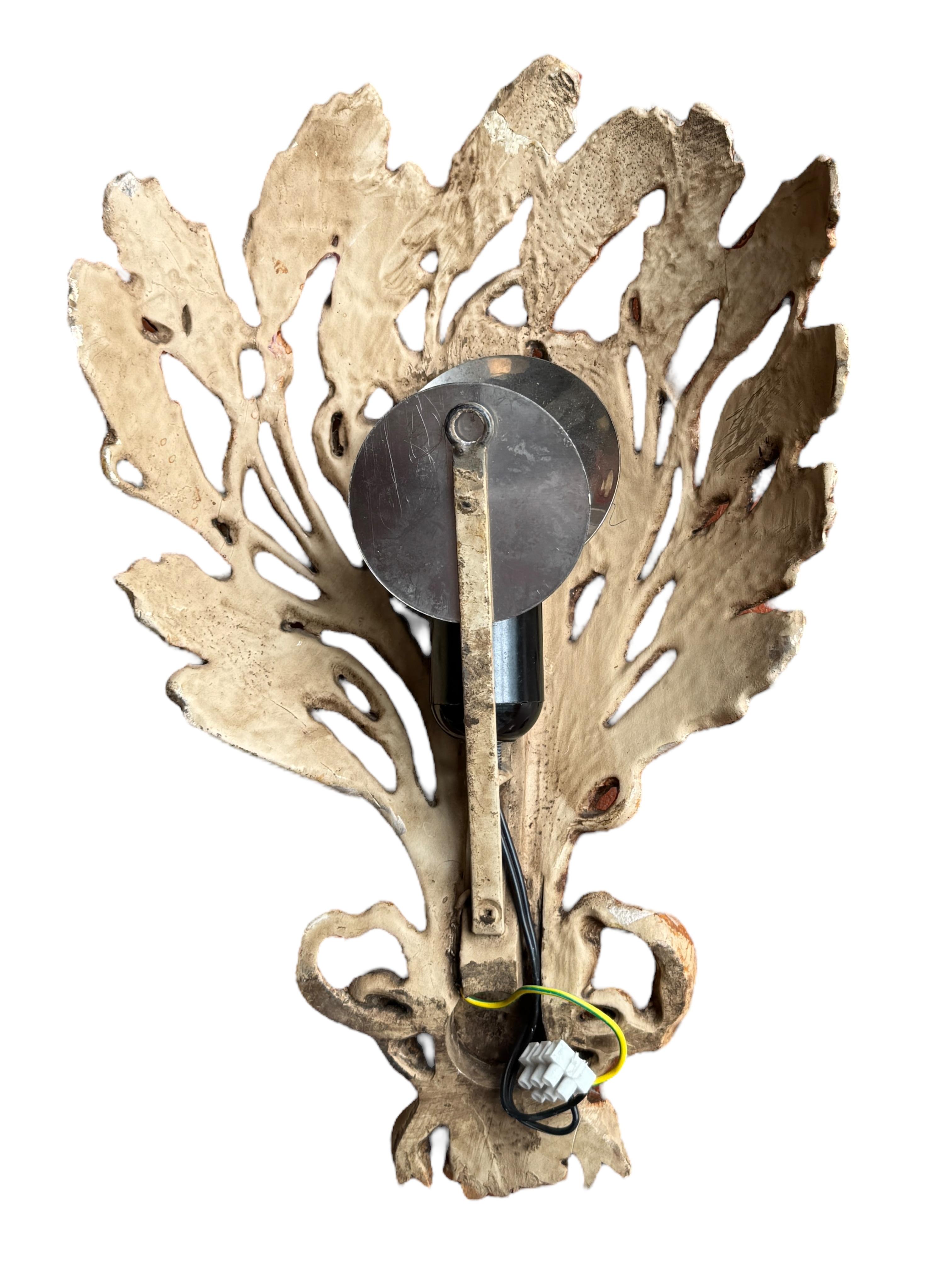 Pair Gilt Wheat Sheaf Sconces Tole Hollywood Regency Vintage Italy 1980s 3