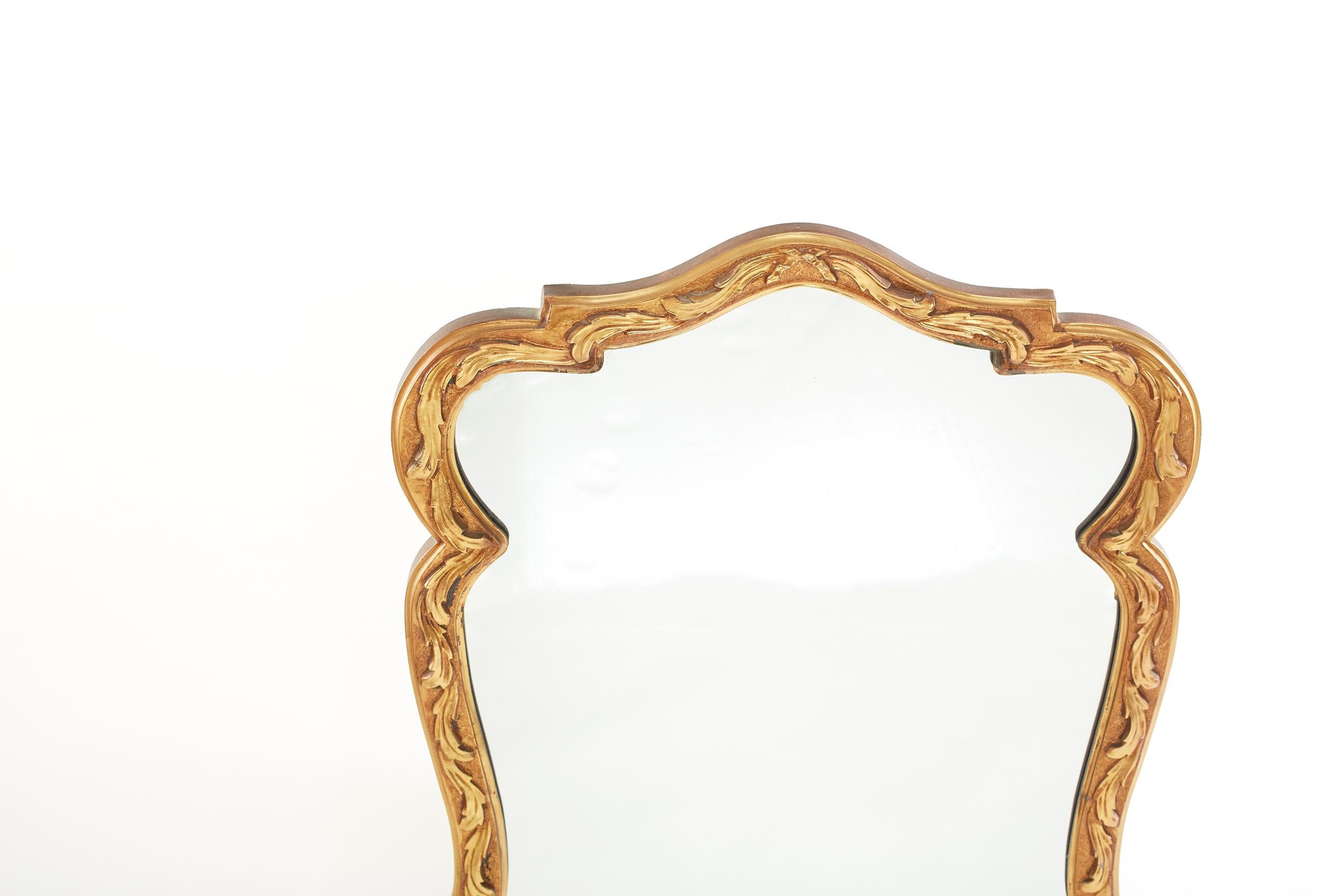 Italian Pair Gilt Wood Framed Beveled Wall Mirror