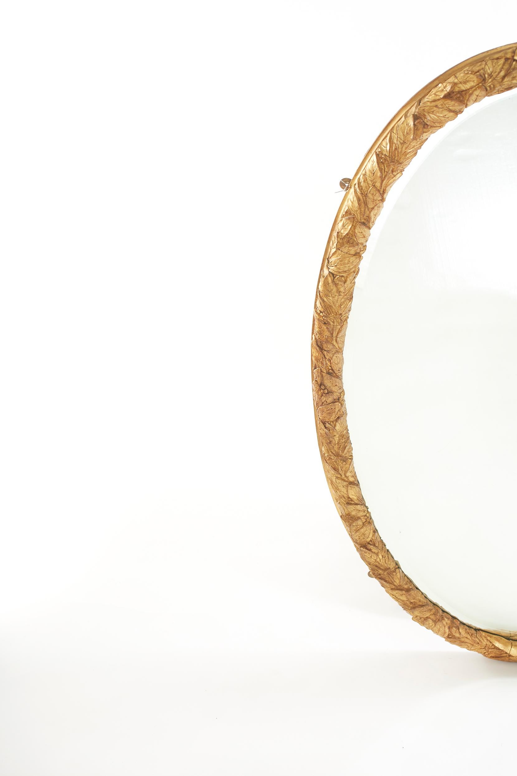 European Pair Gilt Wood Framed Beveled Wall Mirror For Sale