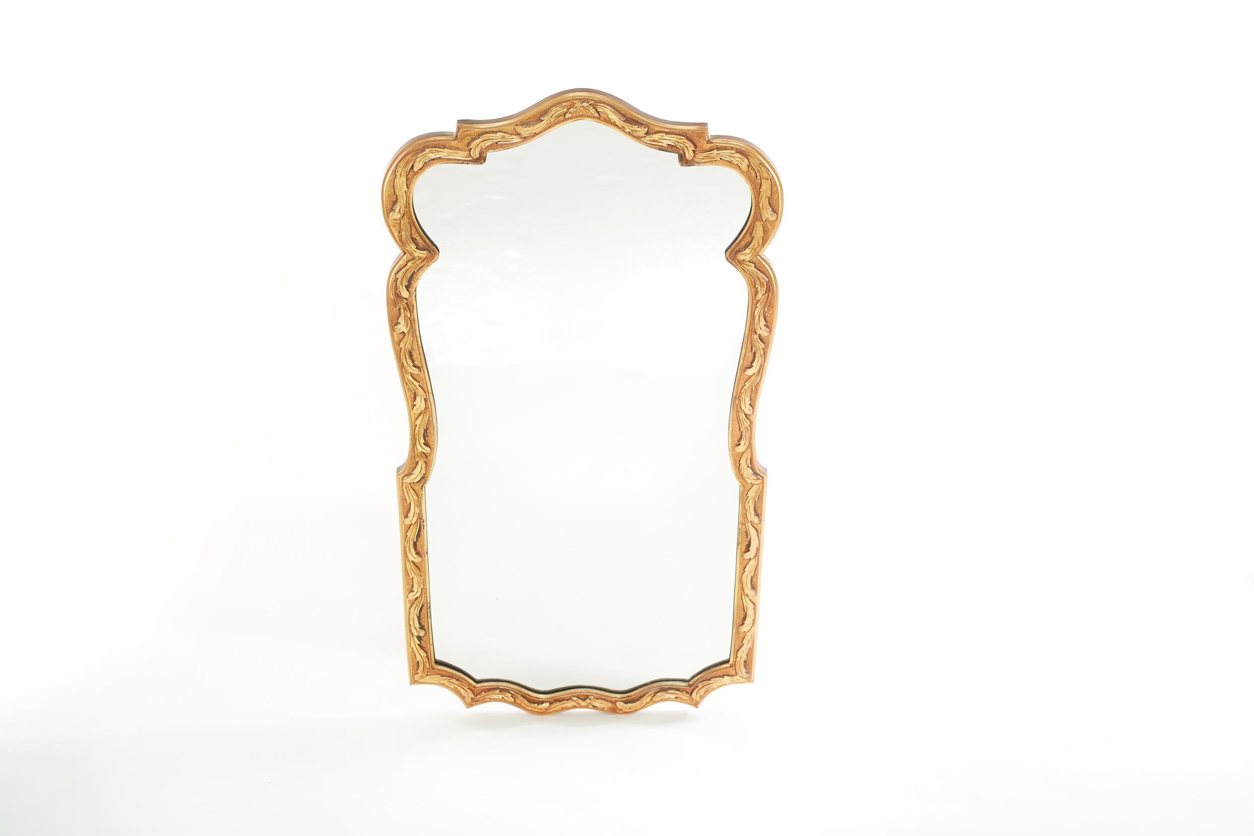 Pair Gilt Wood Framed Beveled Wall Mirror 1