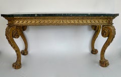Pair of Giltwood Marble-Top Console Tables in the Manner of William Kent
