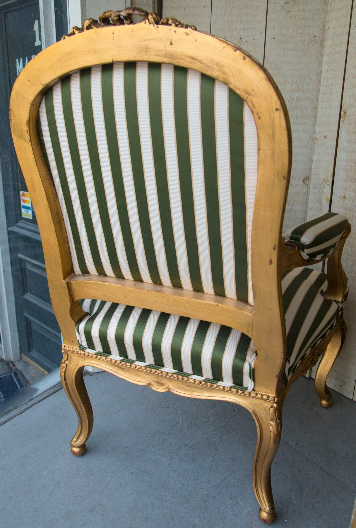 Pair of Giltwood Louis XV Style Fauteuils For Sale 2