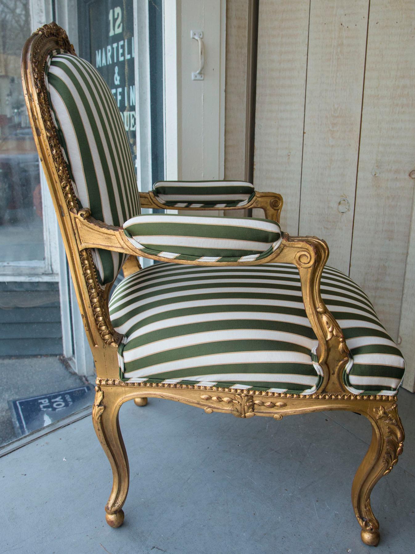 Pair of Giltwood Louis XV Style Fauteuils For Sale 3