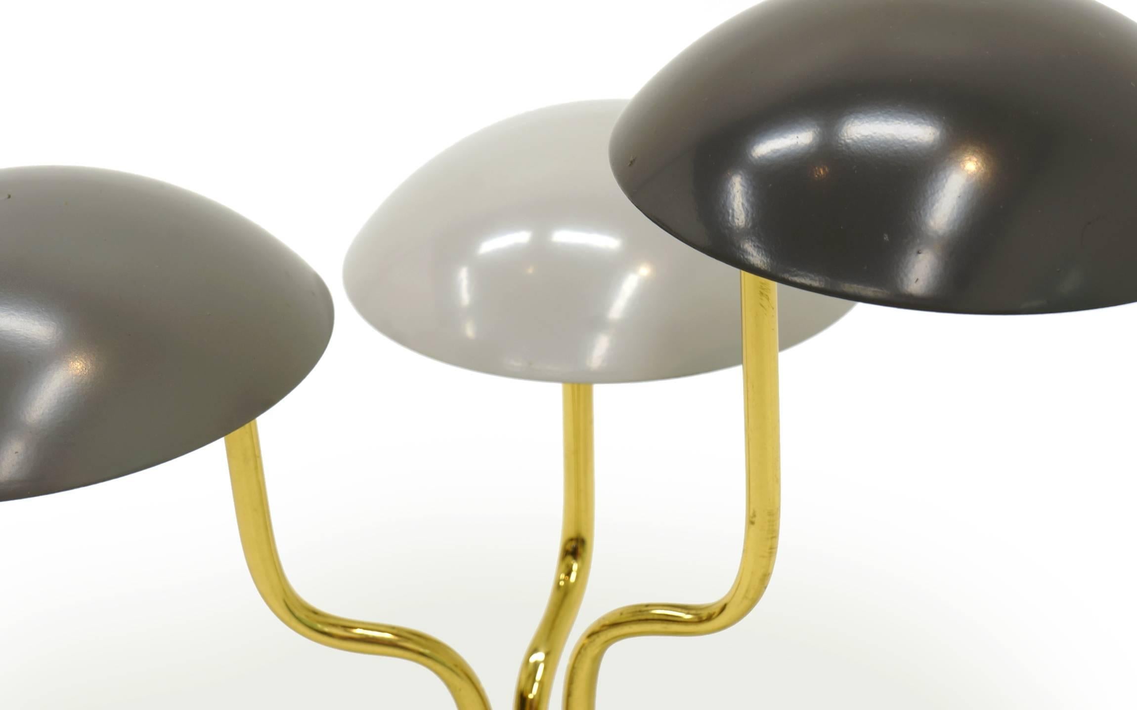 Italian Pair of Gino Sarfatti for Arteluce Three Shade Table Lamp in Shades of Gray