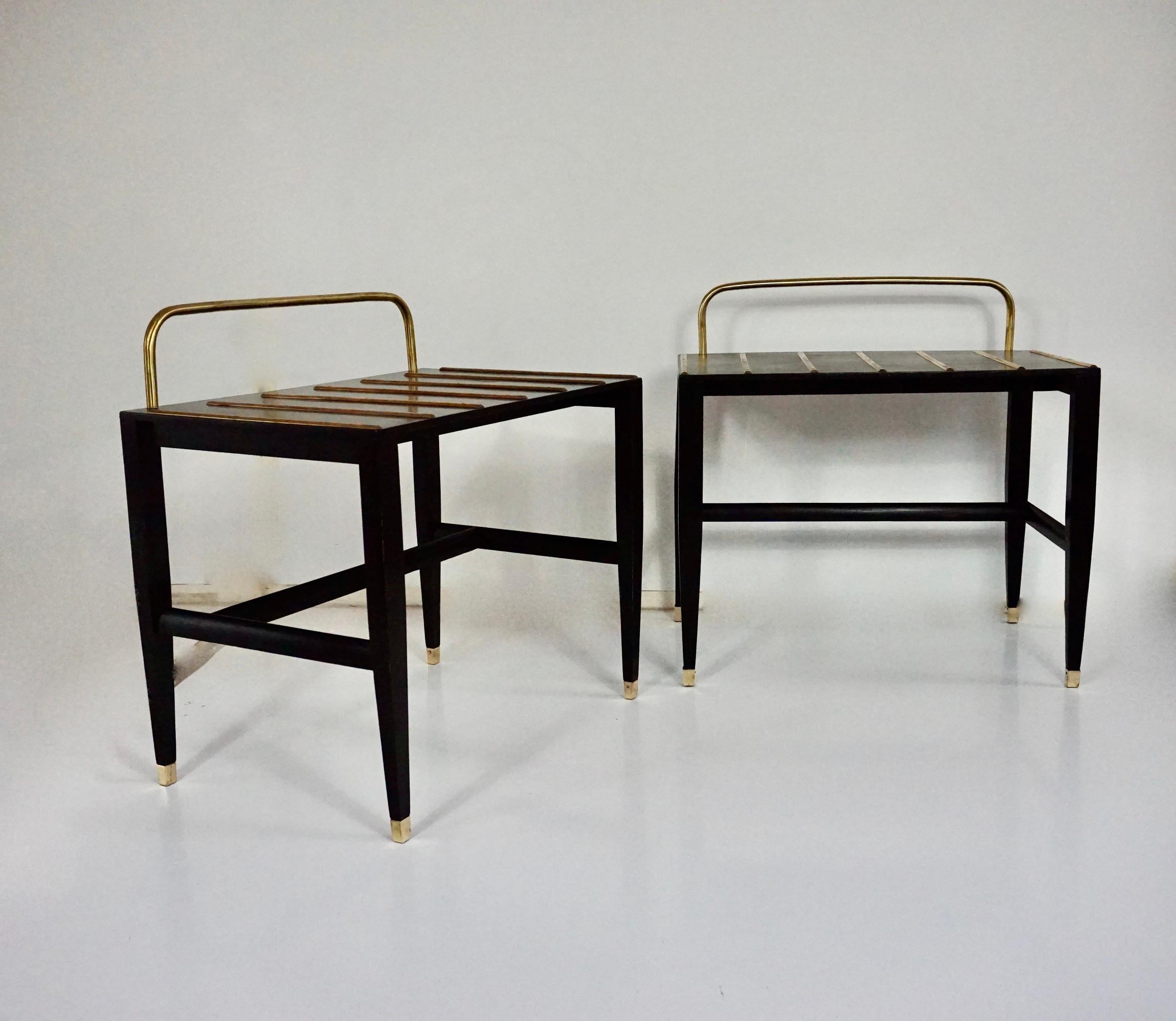 Mid-Century Modern Paire de tables d'appoint laquées noires de Gio Ponti provenant de l'Hôtel Royal, Naples, 1955 en vente