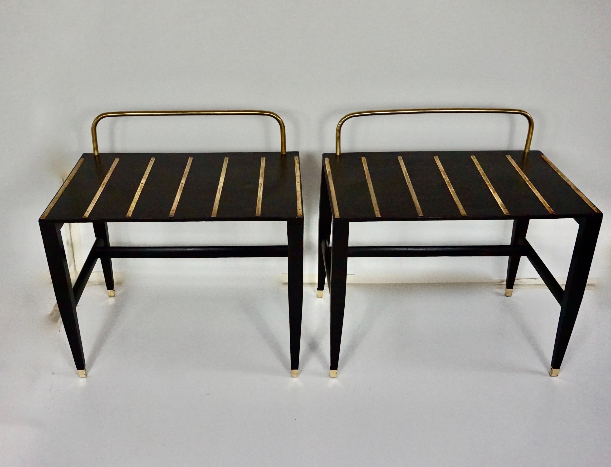italien Paire de tables d'appoint laquées noires de Gio Ponti provenant de l'Hôtel Royal, Naples, 1955 en vente