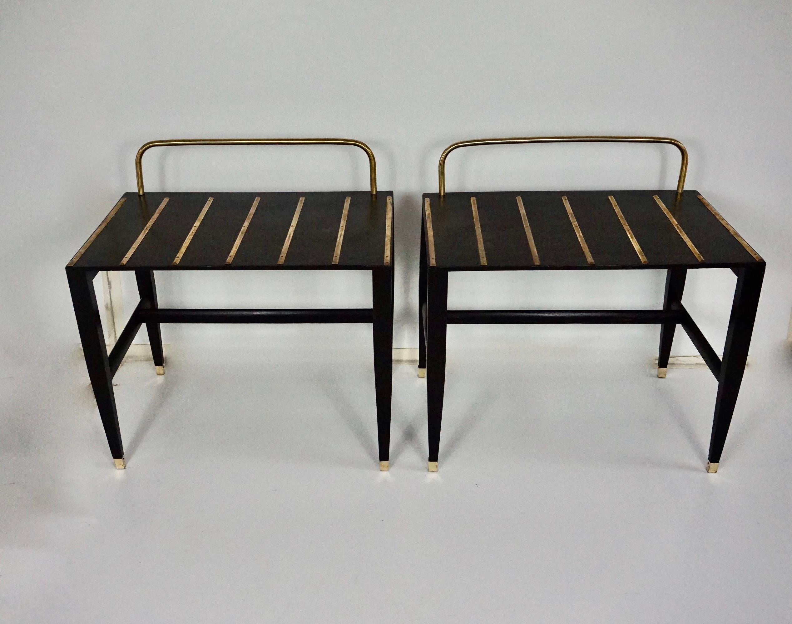 Laqué Paire de tables d'appoint laquées noires de Gio Ponti provenant de l'Hôtel Royal, Naples, 1955 en vente