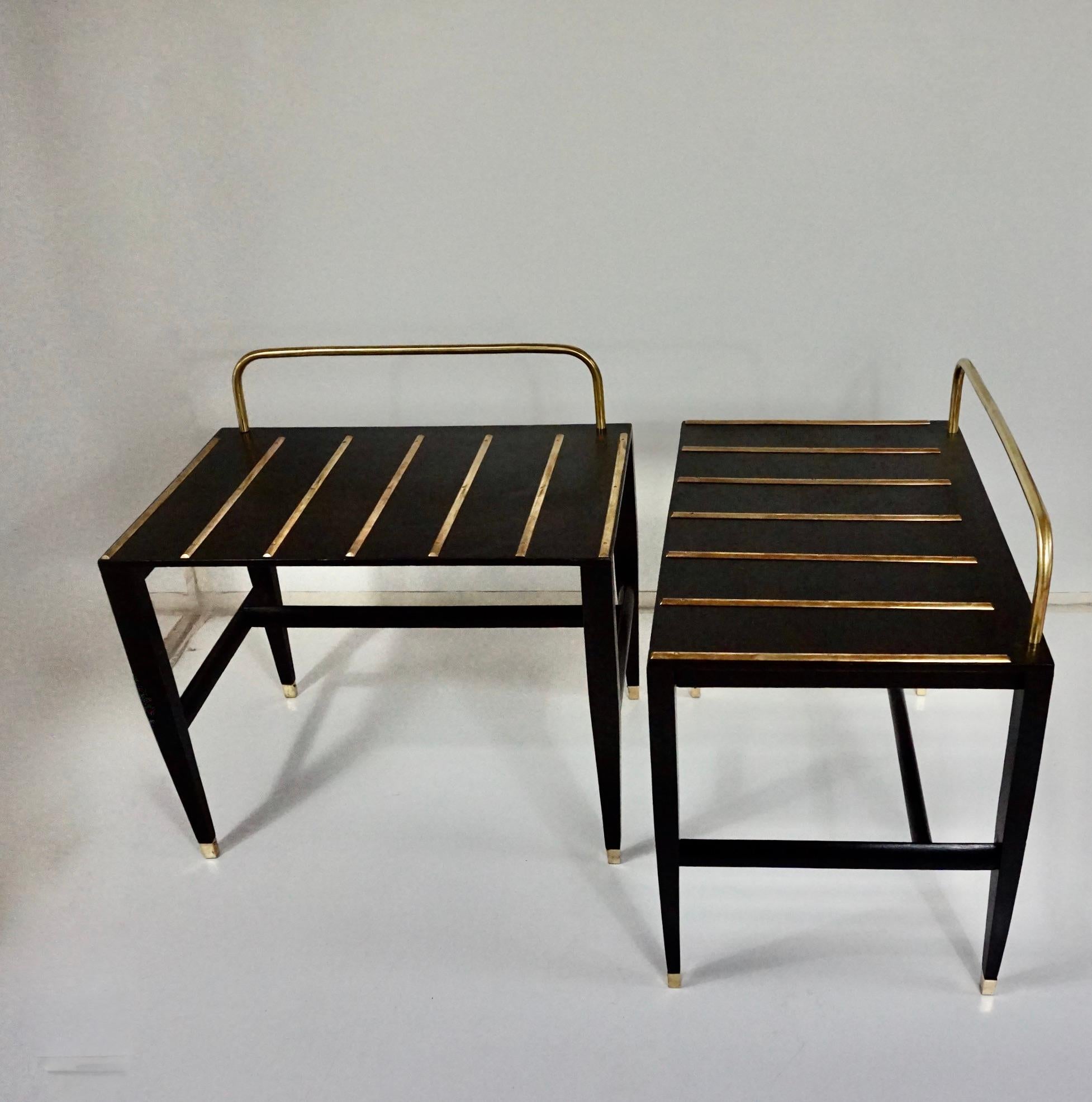 Milieu du XXe siècle Paire de tables d'appoint laquées noires de Gio Ponti provenant de l'Hôtel Royal, Naples, 1955 en vente