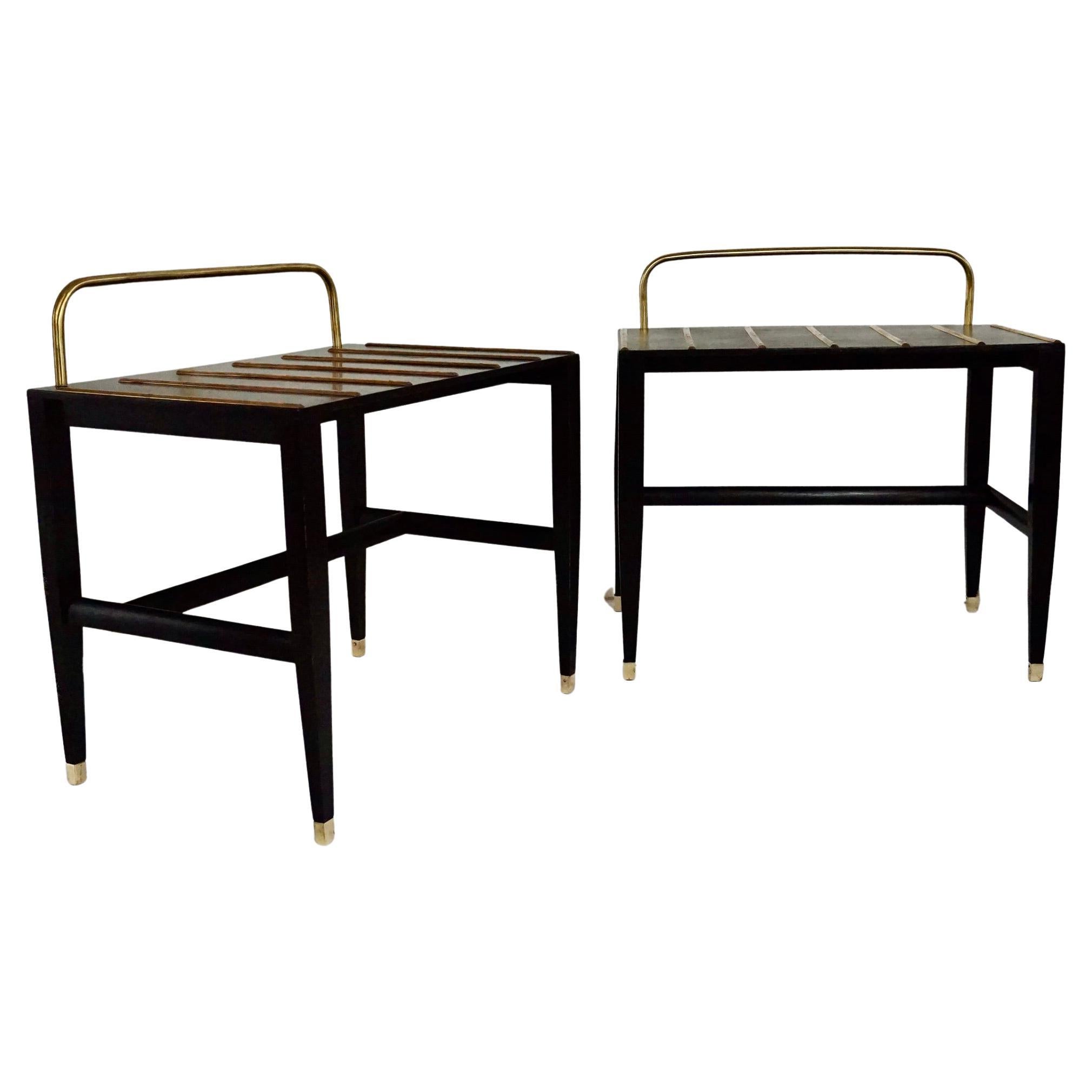 Paire de tables d'appoint laquées noires de Gio Ponti provenant de l'Hôtel Royal, Naples, 1955 en vente