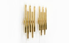 Pair Gio Ponti Sconces model B602.  Brass Plated Copper.  Italy, 1964