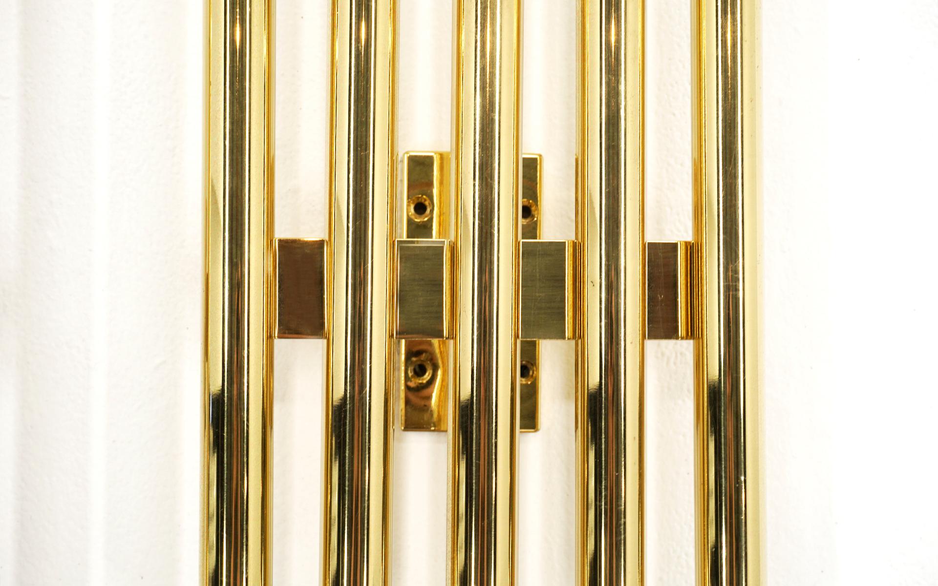 Pair Gio Ponti Sconces model B602.  Brass Plated Copper.  Italy, 1964 In Good Condition In Kansas City, MO