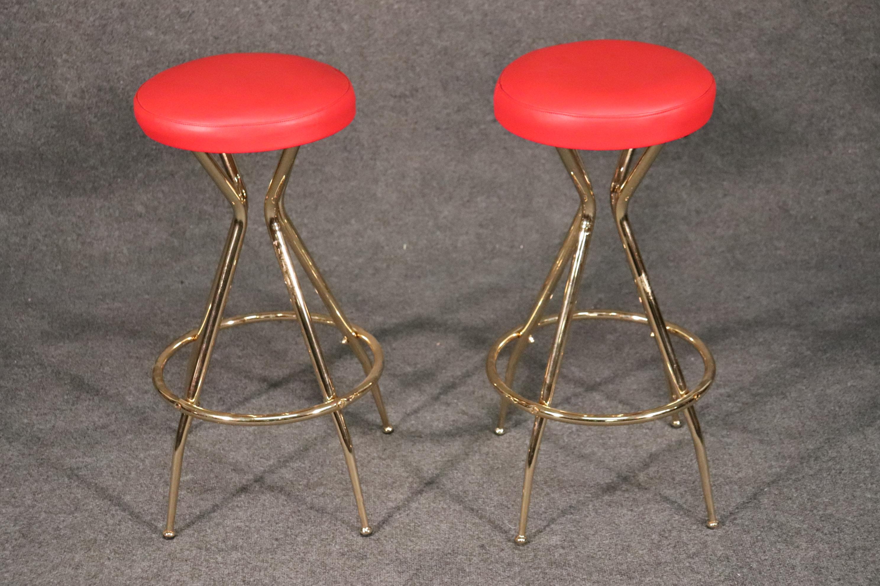 These are beautiful bar or counter stools. They are each 28 inches tall x 14 x 14 round. This is a great pair of beautiful stools.