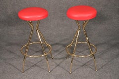 Pair of Gio Ponti Style Italian Midcentury Modern Bar Counter Stools