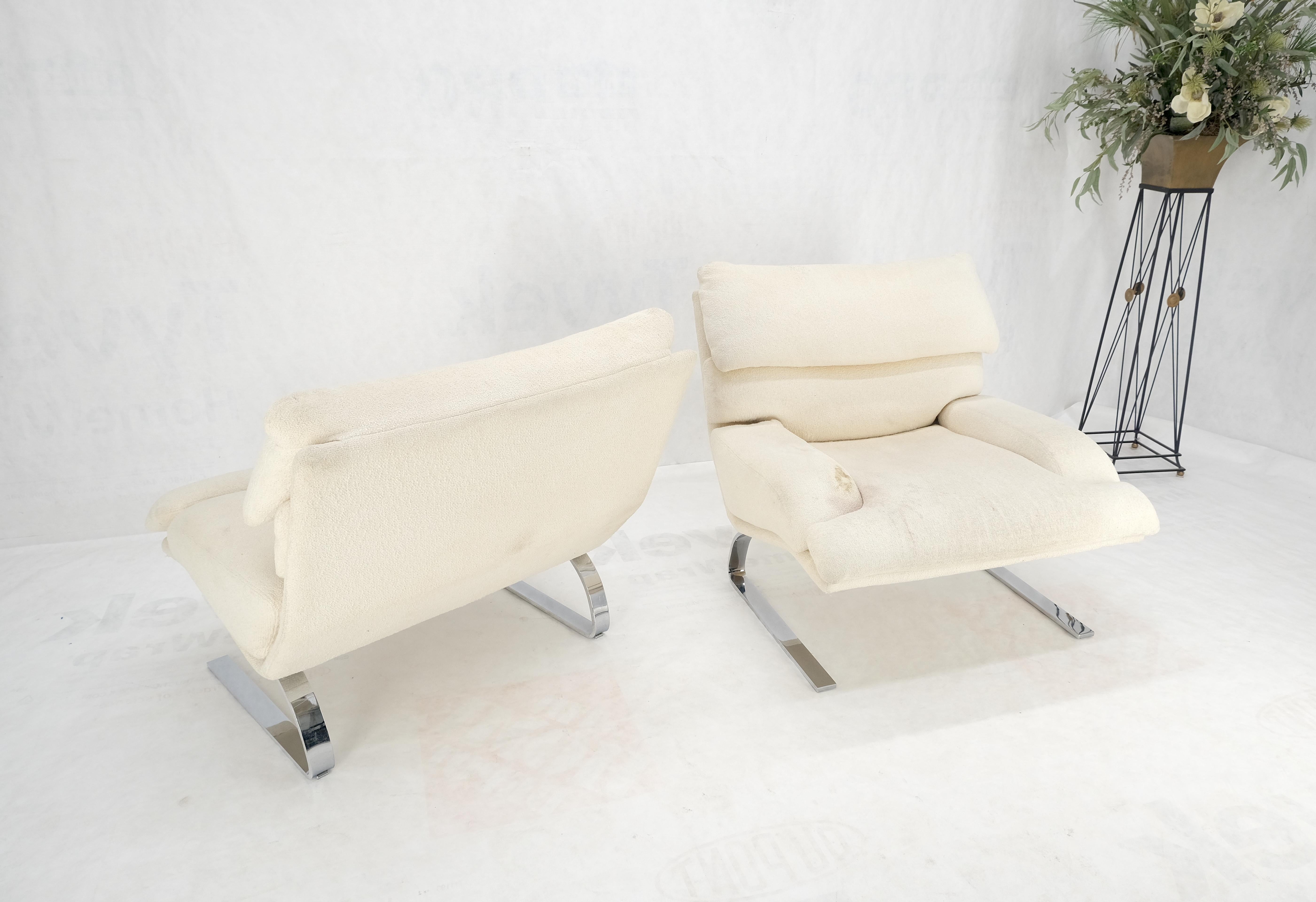 Paar Giovanni Offerdi Chrome Bases Matching Ottoman Lounge Chair AS IS polstern (Poliert) im Angebot