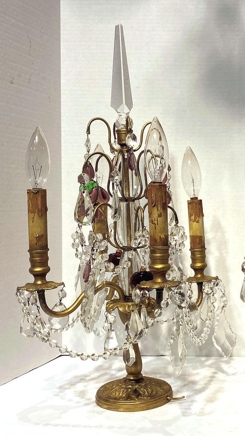 Pair Girandole Candelabra Table Lamps In Good Condition For Sale In New York, NY
