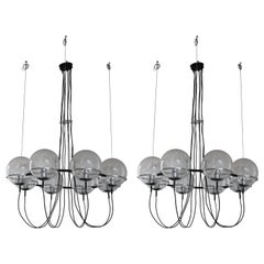 Pair Glass Ball Chandeliers by RAAK, 1960s