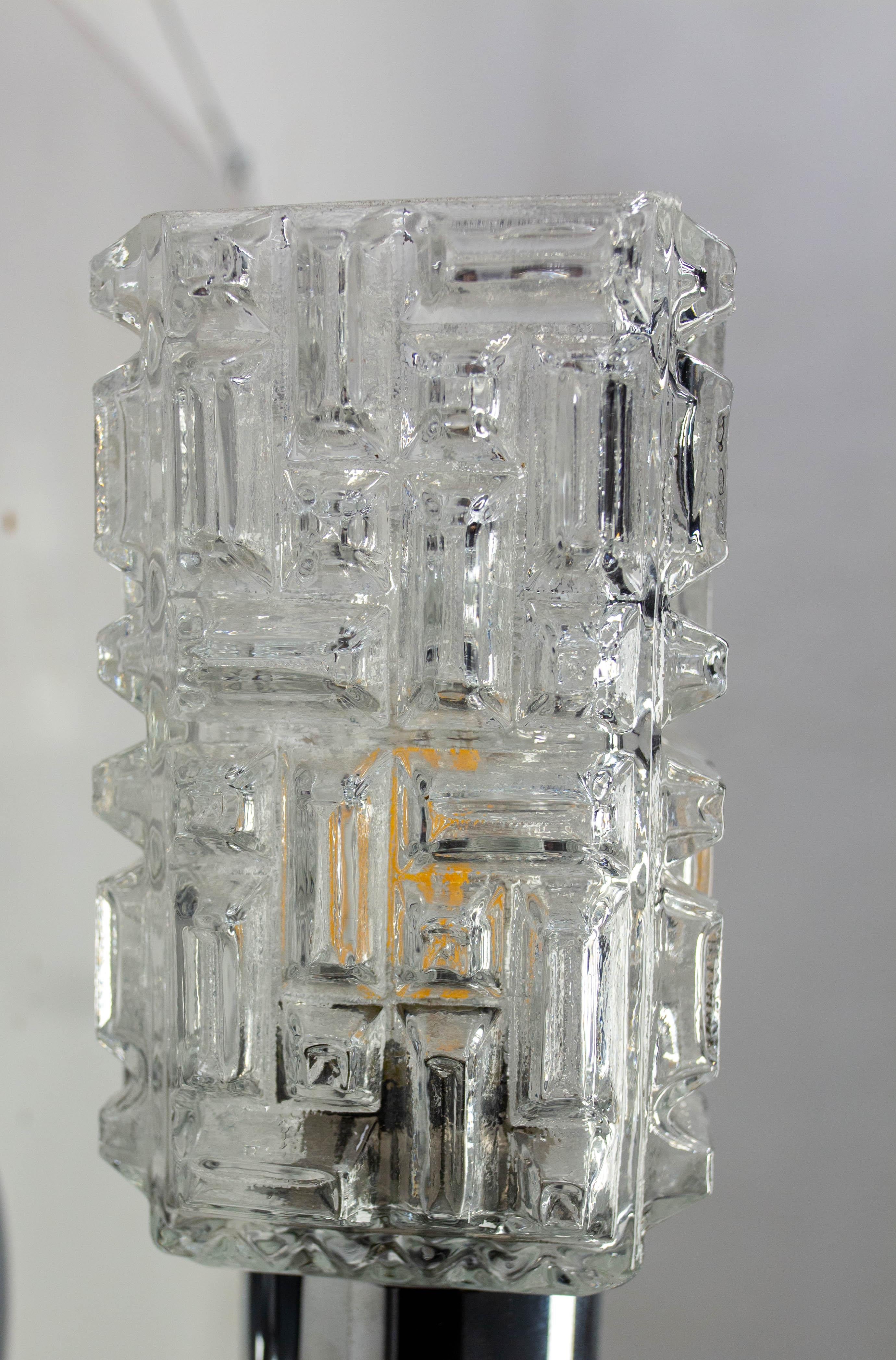 Pair Glass & Chrome Sconces Wall Lights French, 1960 For Sale 5