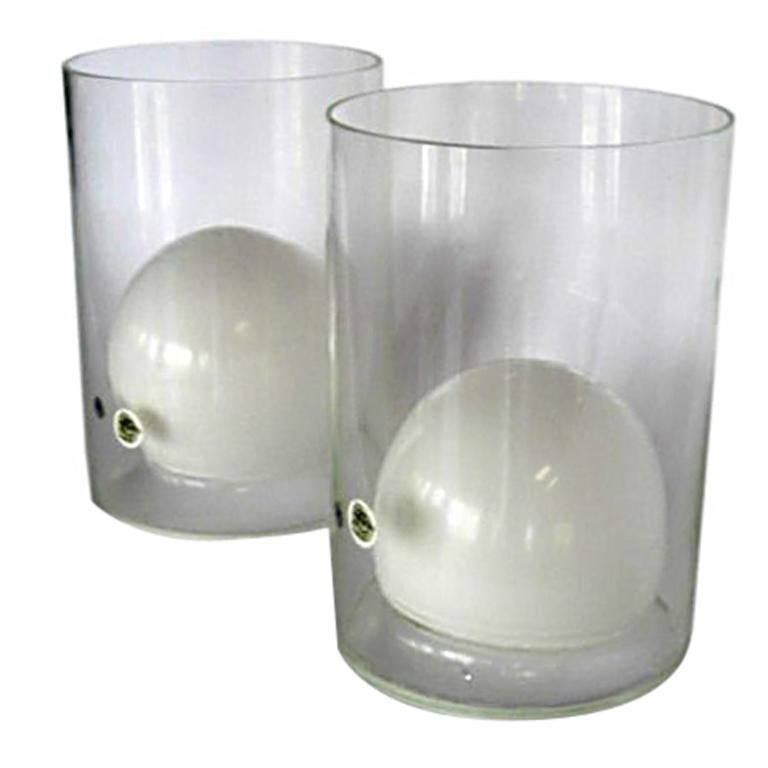 Paar Glaslampen Prototypen von Ugo La Pietra für Poggi im Angebot
