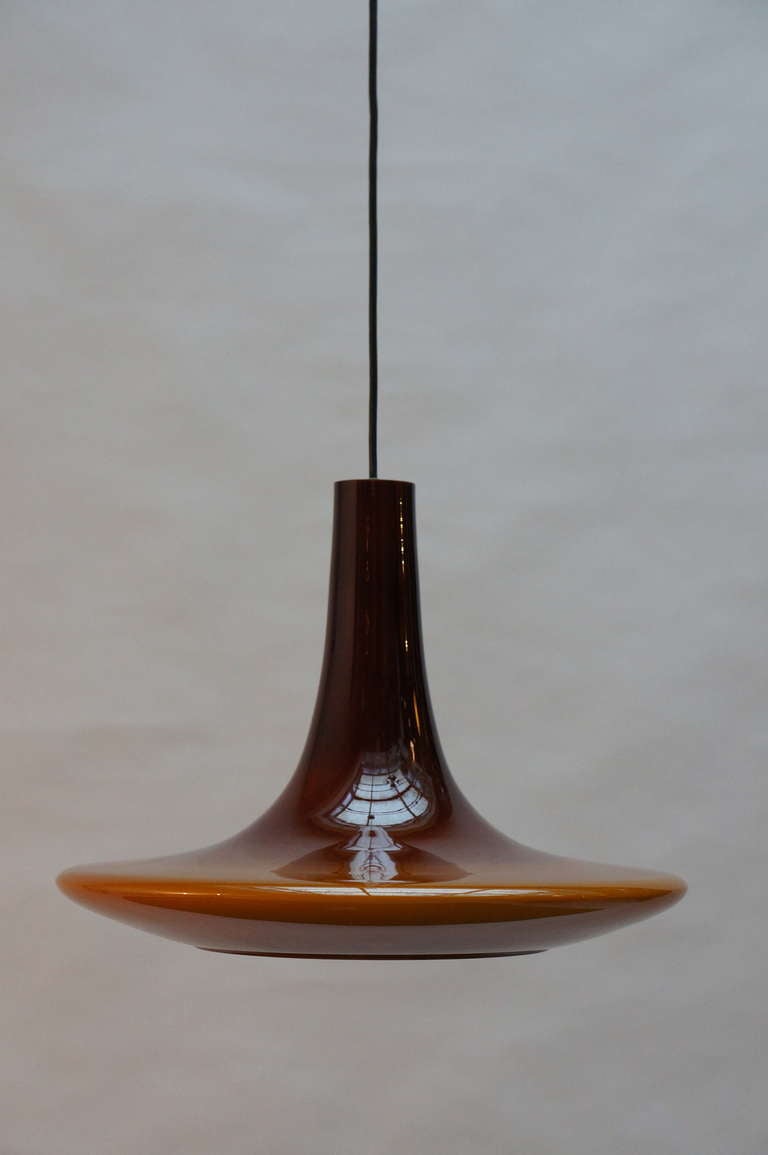 One of Two Glass Pendant Lights by Peil and Putzler, 1970s, Germany For Sale 1