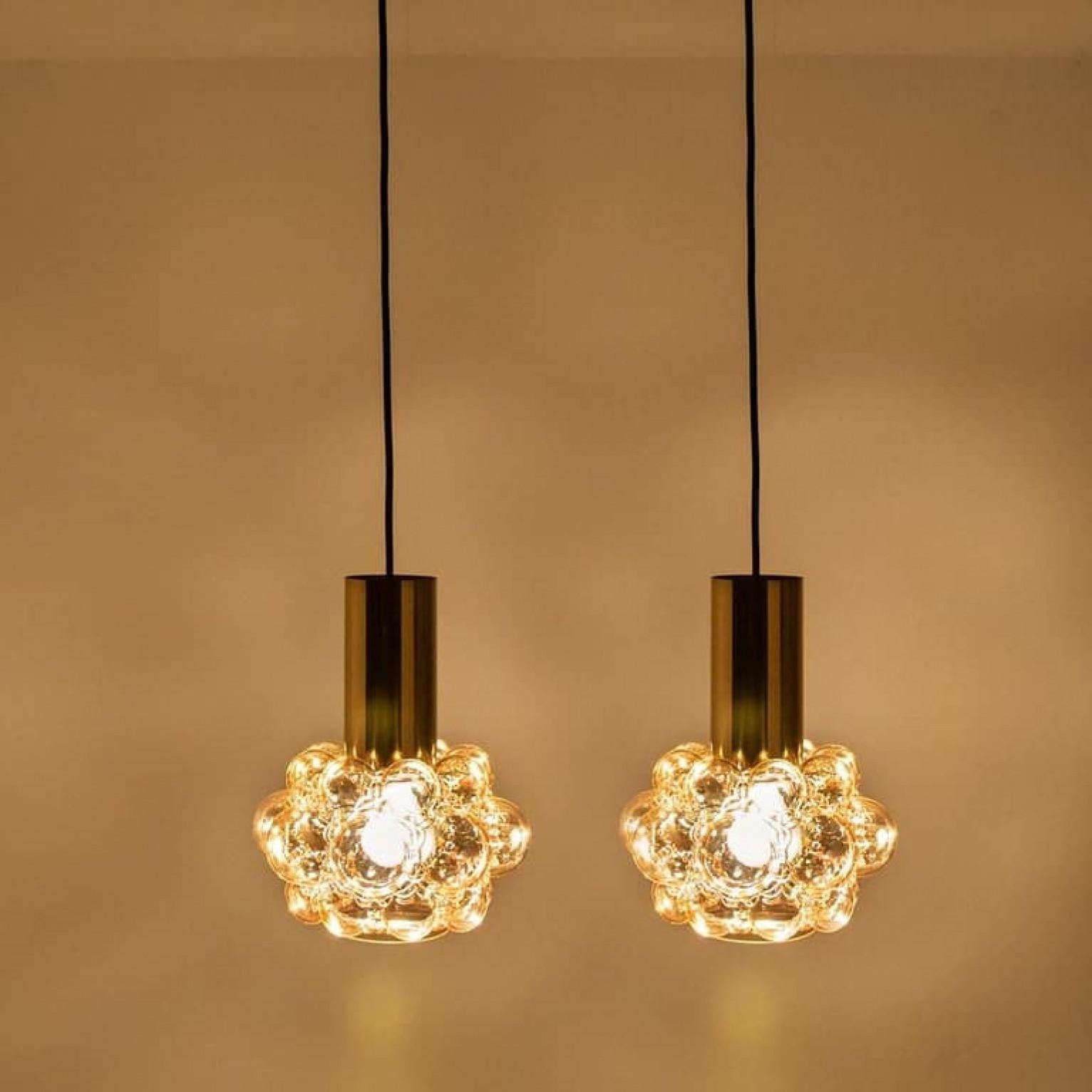Ottone Coppia di pendenti in vetro di Helena Tynell, 1960 in vendita