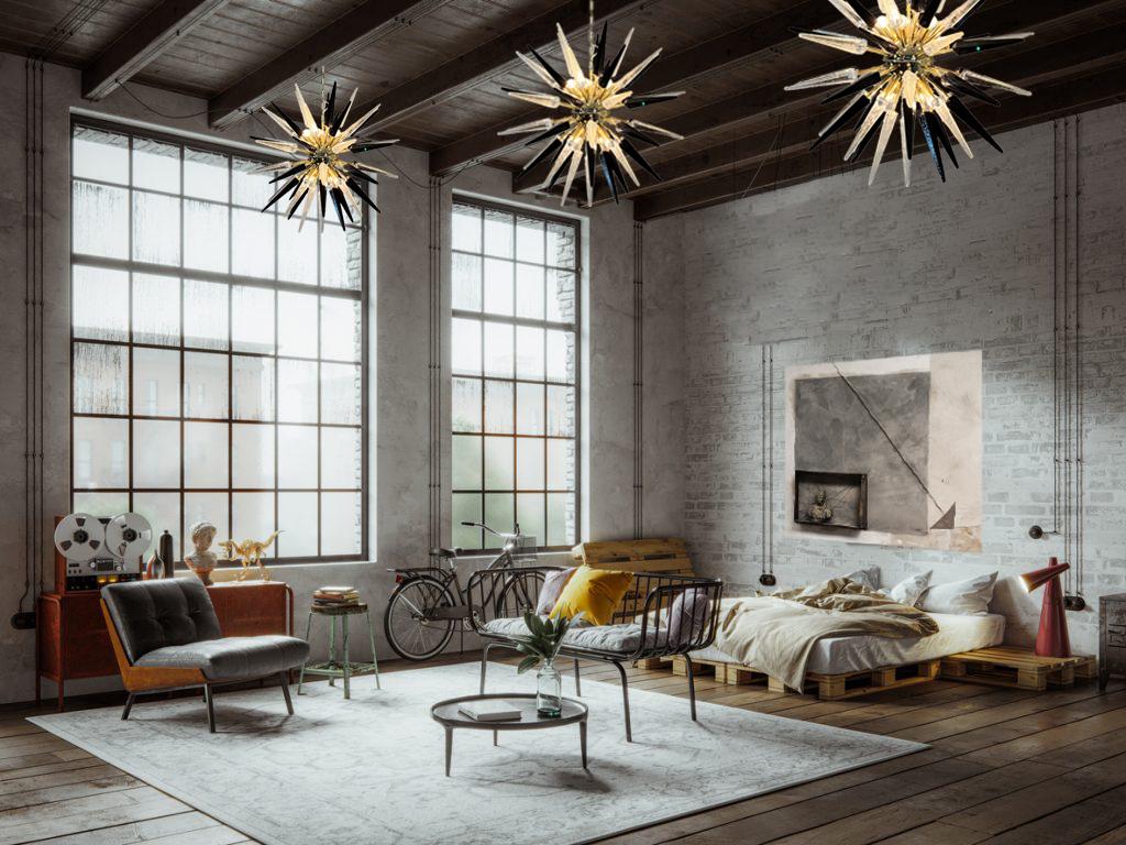 Pair Glass Sputnik Chandeliers Murano (Ende des 20. Jahrhunderts) im Angebot