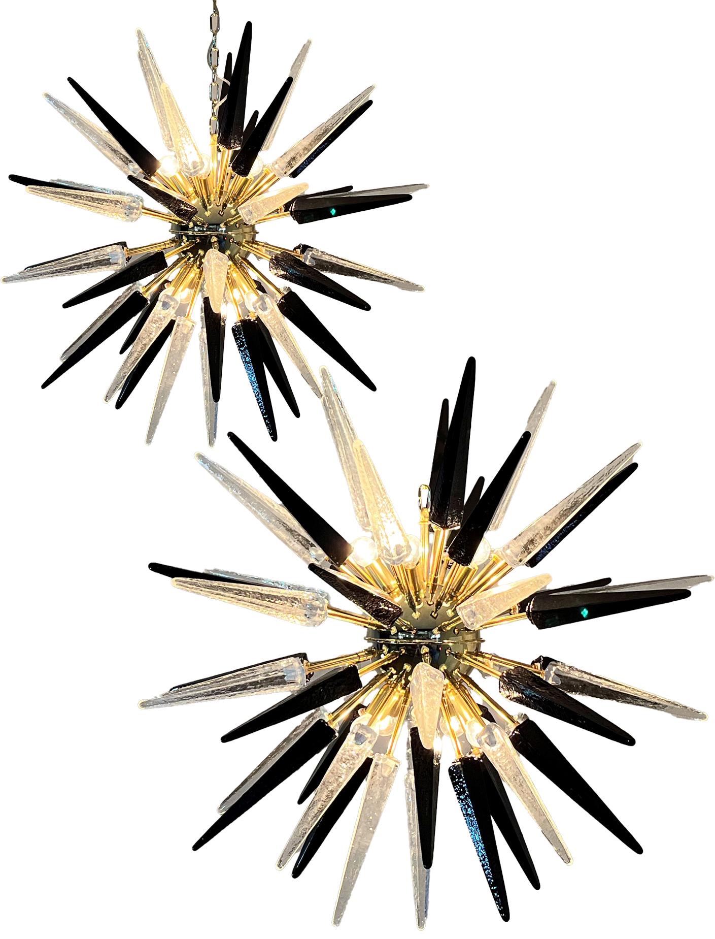 Pair Glass Sputnik Chandeliers Murano im Angebot 1