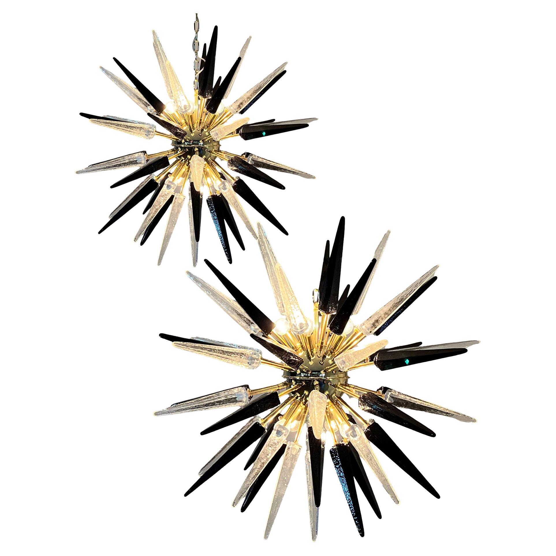 Pair Glass Sputnik Chandeliers Murano