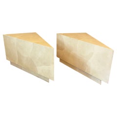 Paire de tables basses d'appoint modulaires triangulaires en peau de chèvre par Aldo Tura