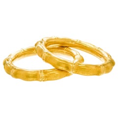 Pair Gold Bamboo Bangles by Carlo Weingrill