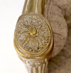 Pair Gold Gilt Carved Frame New Upholstery Tufted Back Fire Side Lounge Chairs