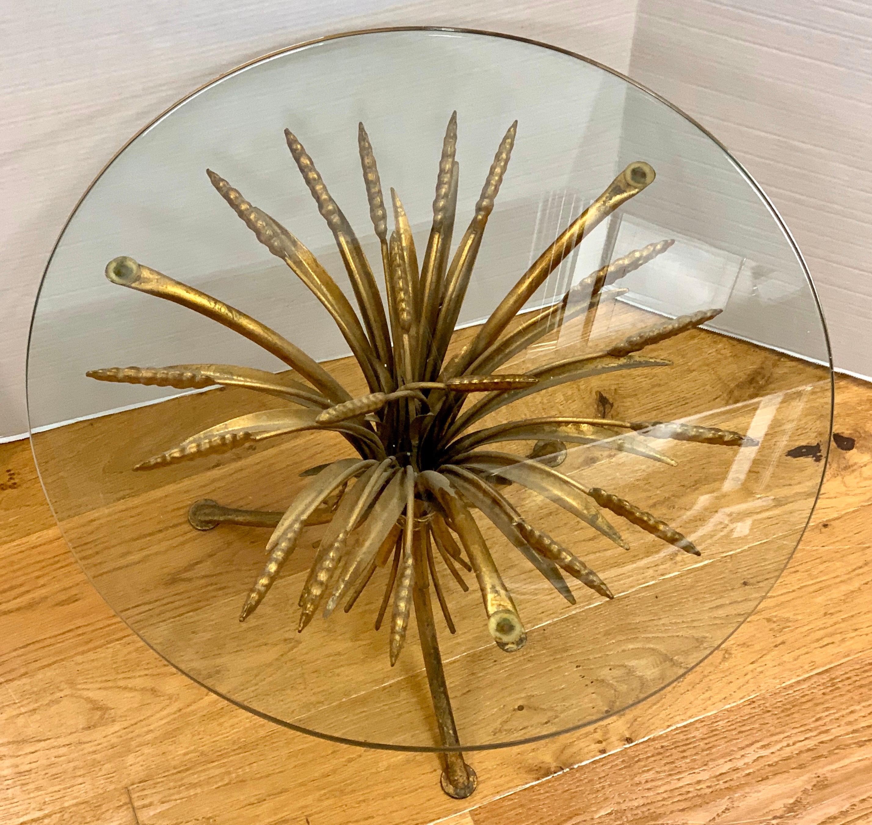 Pair of Gold Gilt Wheat Sheaf and Glass Top Tables 8