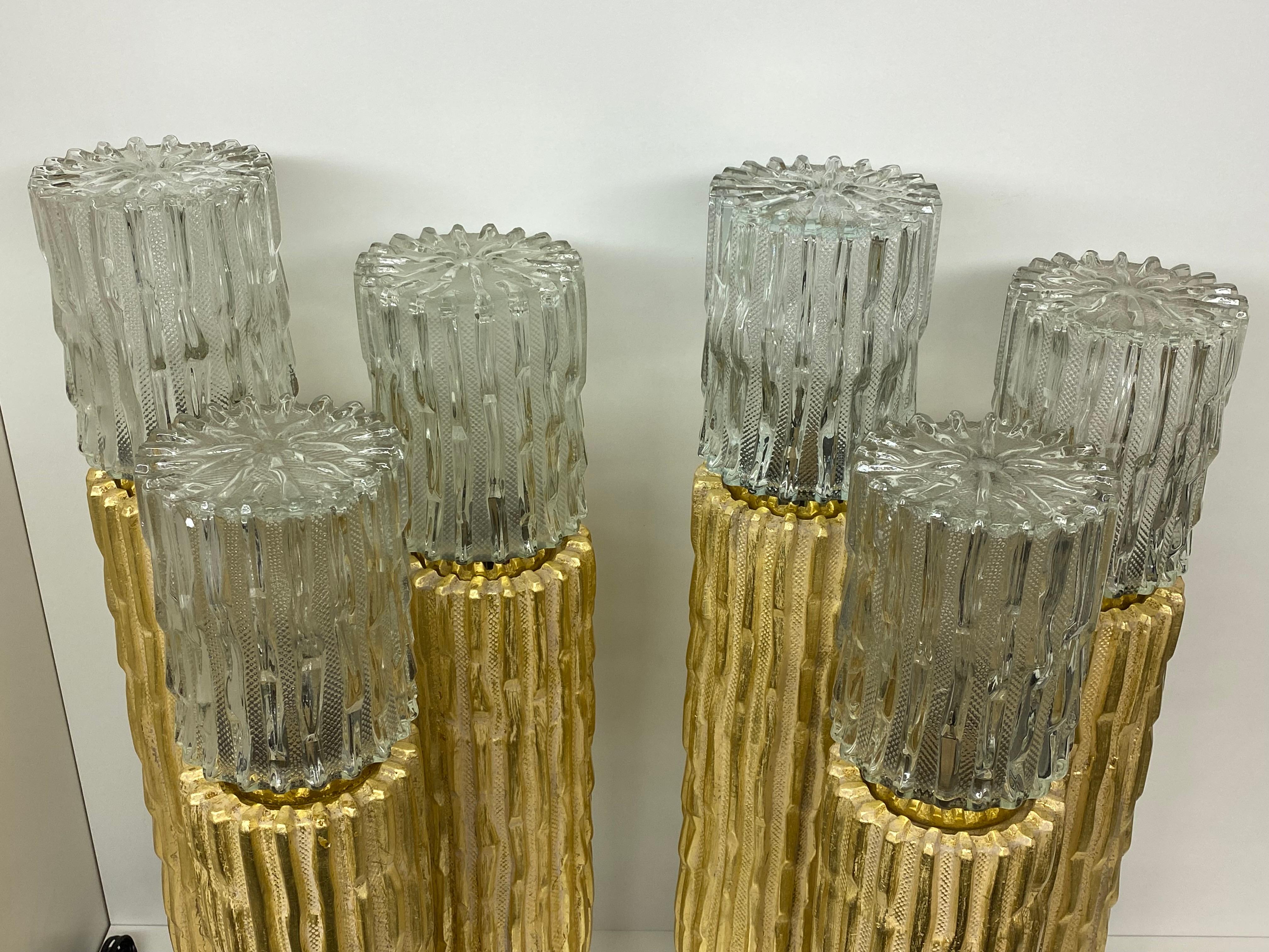 Pair Gold Leaf Cactus Lamps For Sale 1