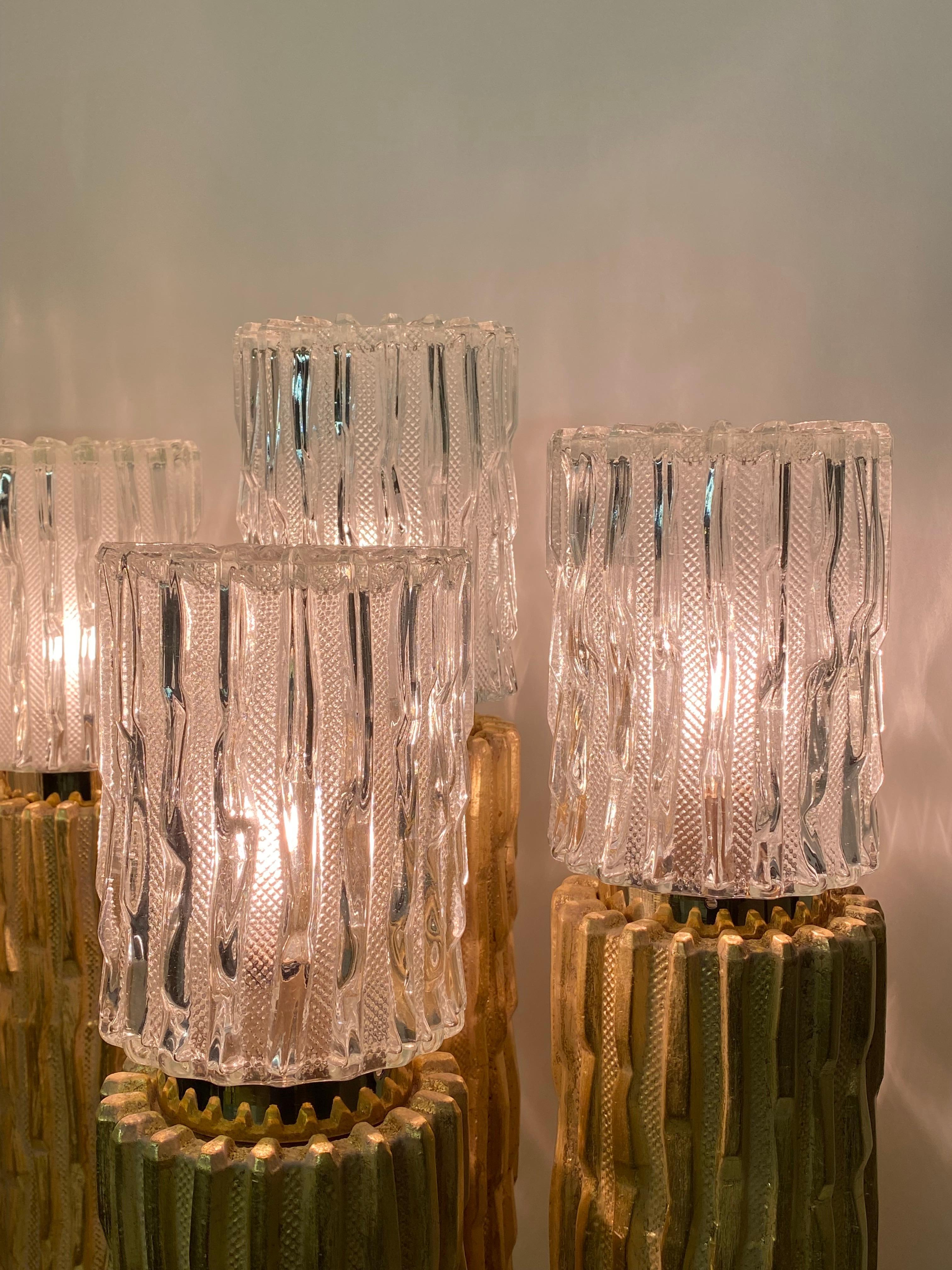 Paar Blattgold-Kaktus-Lampen im Angebot 7