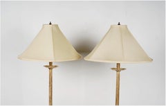 Pair Gold Leafed Forged Iron Floor Lamps